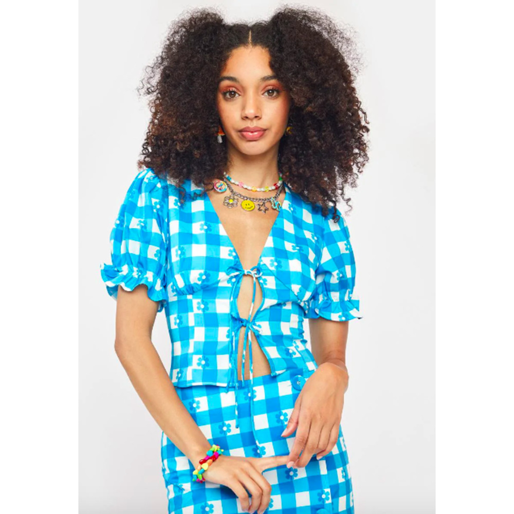 Another Girl Tie Front Blouse